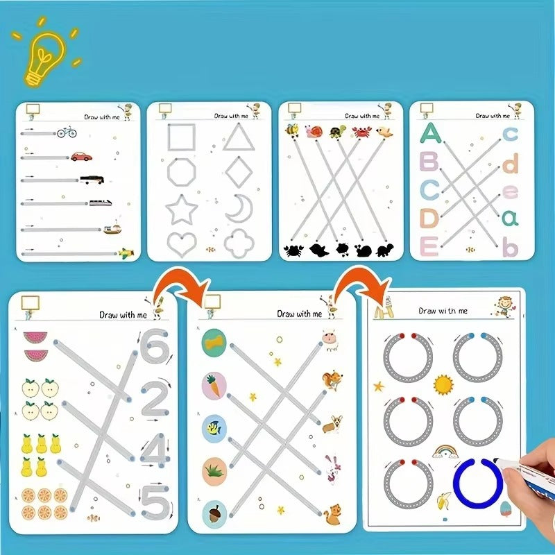 32-Page Reusable Magic Practice Notebook Set – Writing & Art Learning Book for Kids.
