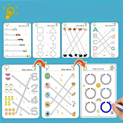 32-Page Reusable Magic Practice Notebook Set – Writing & Art Learning Book for Kids.