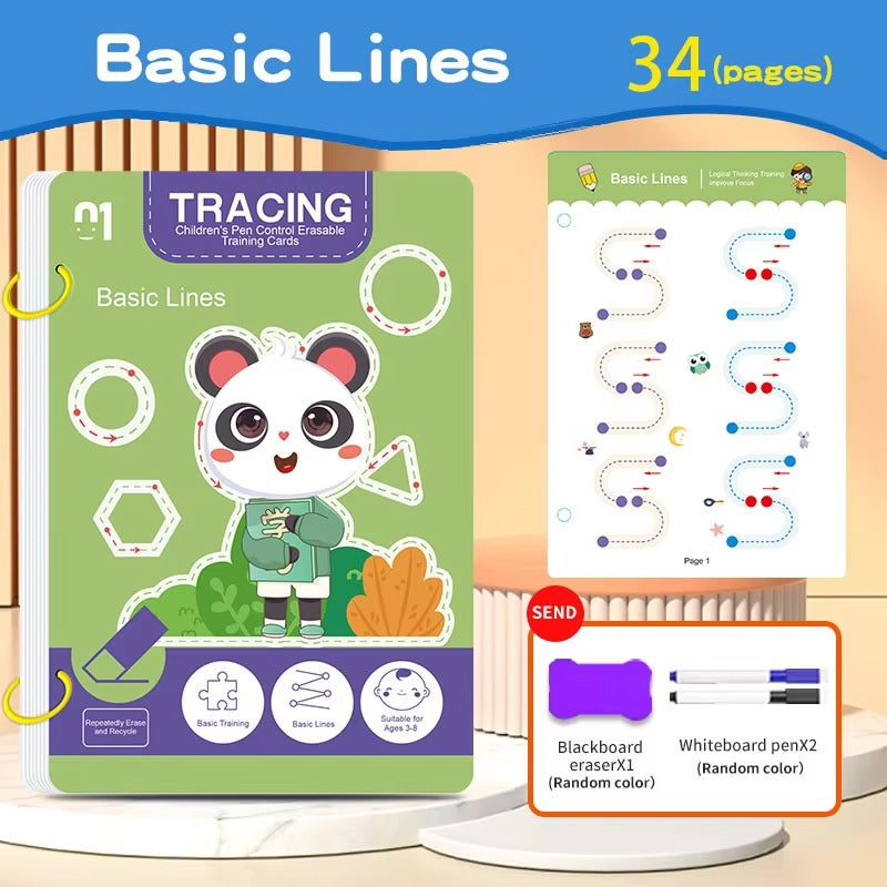 32-Page Reusable Magic Practice Notebook Set – Writing & Art Learning Book for Kids.