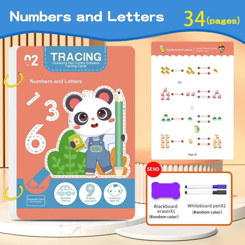 32-Page Reusable Magic Practice Notebook Set – Writing & Art Learning Book for Kids.