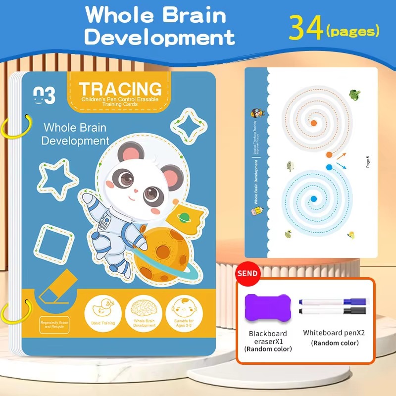 32-Page Reusable Magic Practice Notebook Set – Writing & Art Learning Book for Kids.